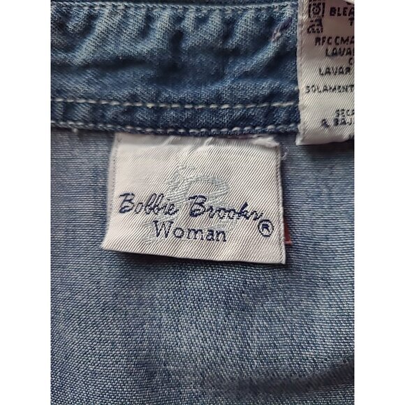 Bobbie Brooks Woman Size 14/16 Chambray Fall Embroidered Long Sleeve Blouse - Picture 9 of 10